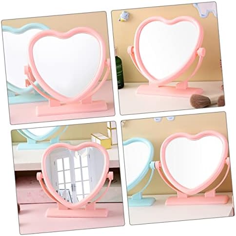 Heart Shaped Double Sided Makeup Mirror Compact Tabletop