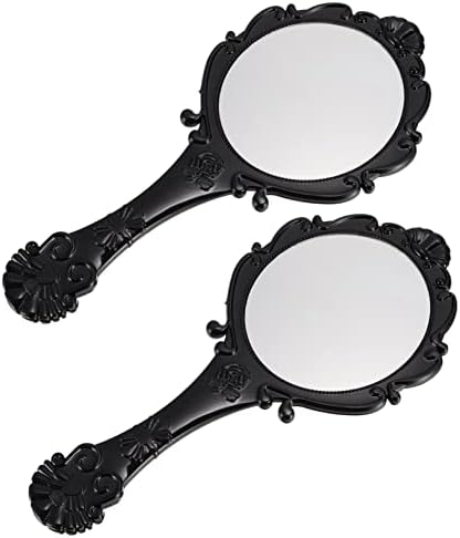 2Pcs Retro Handheld Makeup Mirror for Women