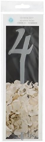 Darice Victoria Lynn VL47254 Number On Stick 4 Silver Mirror