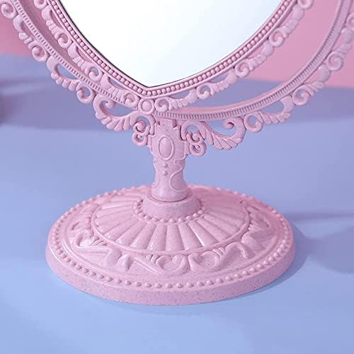 Lithx 2-Sided Heart Shaped Desktop Mirror with 360 Rotation - Pink