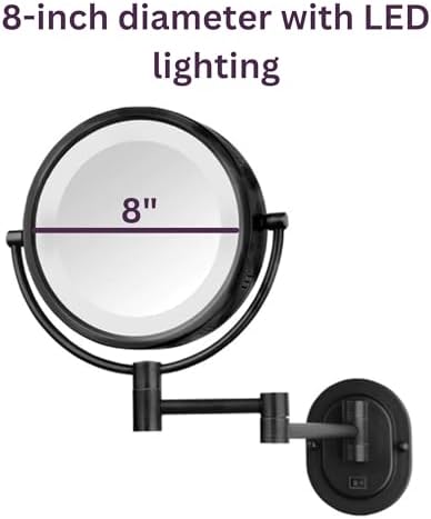 JERDON Lighted Makeup Mirror with 5X Magnification