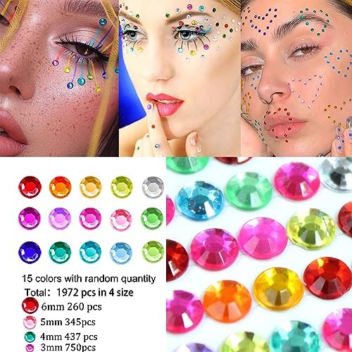 3584 Pcs Rainbow Rhinestones for Makeup Eyes Face Gems