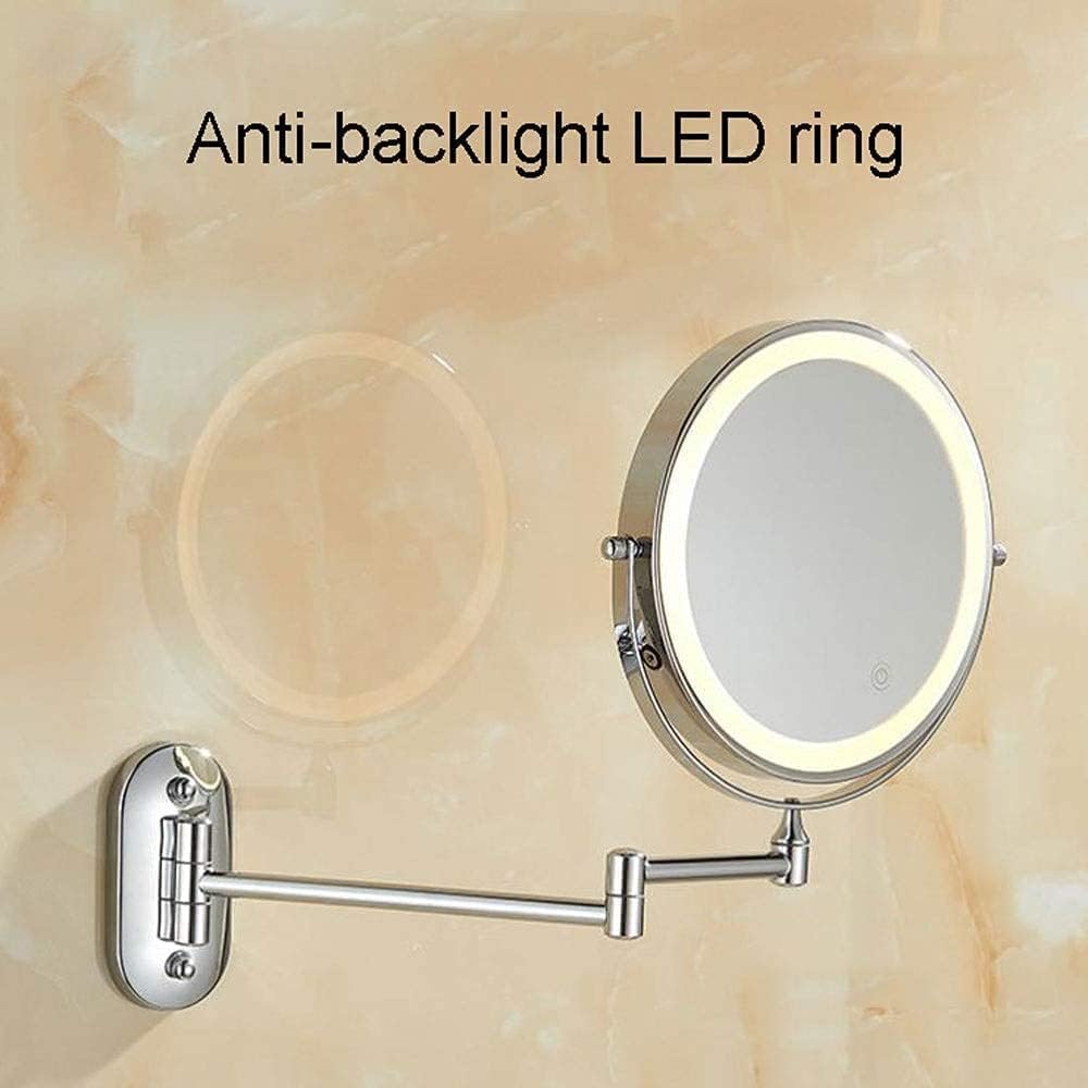 GALSOR 8-inch Double-Sided LED Makeup Mirror with Touch Switch