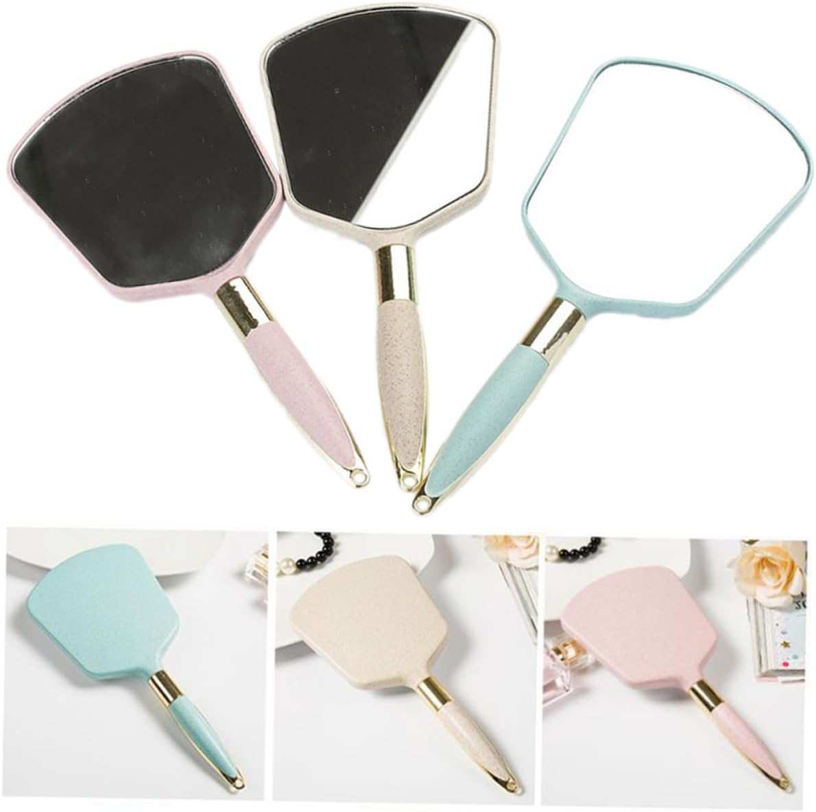 Happyyami Portable Handheld Mirror for Travel and Home Salon Use
