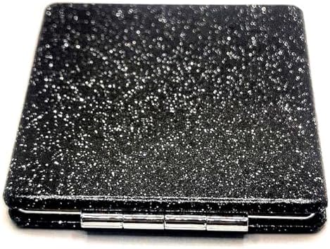 Black Compact Makeup Mirror with 1X2X Magnification