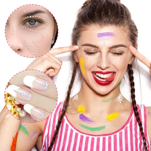 Isslly 4 Sheets Mini Face Hair Gems Stickers