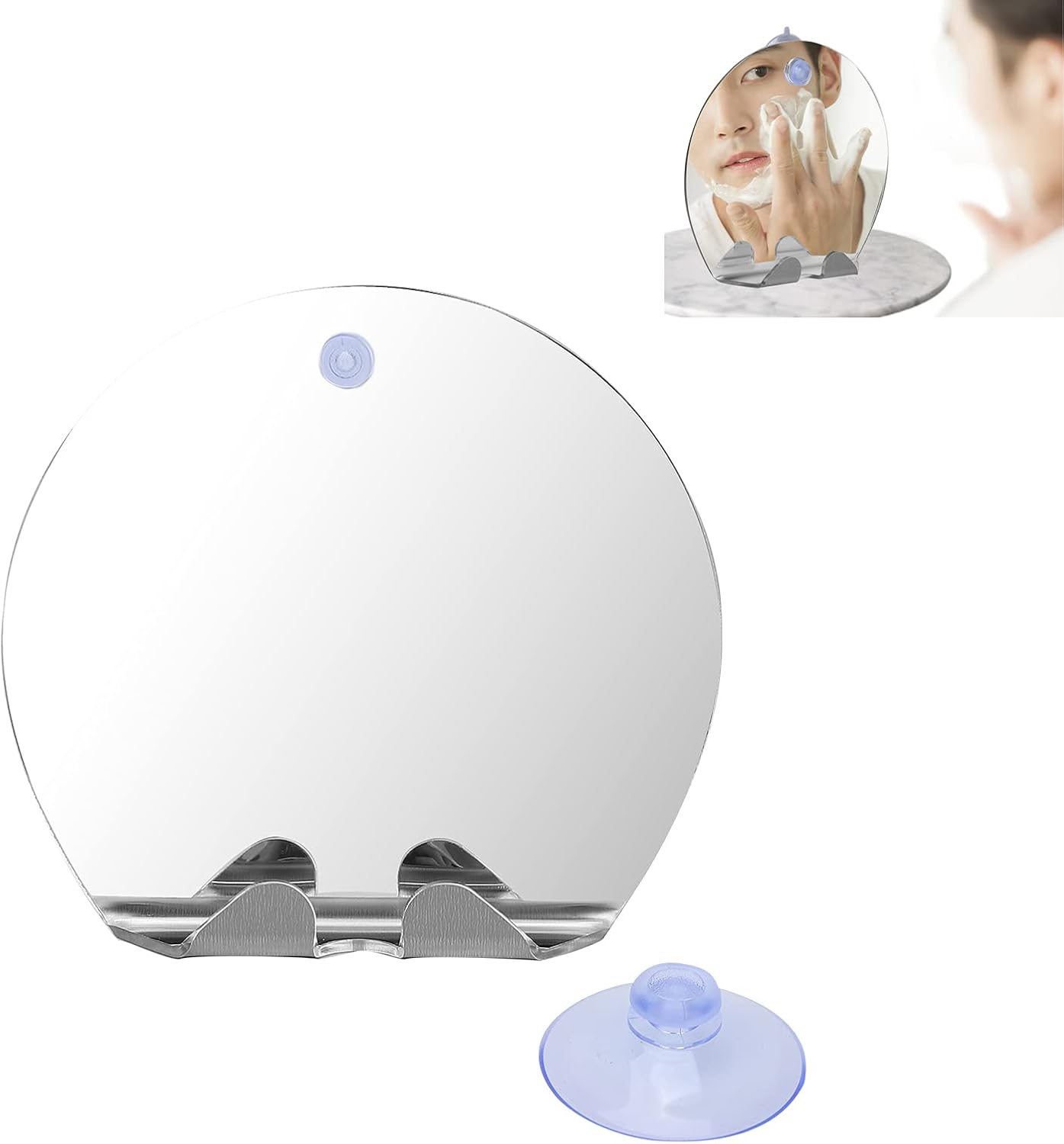 YEmirth Non-Fog Round Shower Mirror with Suction Hook 1