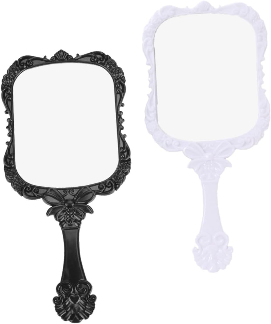 MERRYHAPY 2Pcs Handle Makeup Mirror for Travel and Home Use