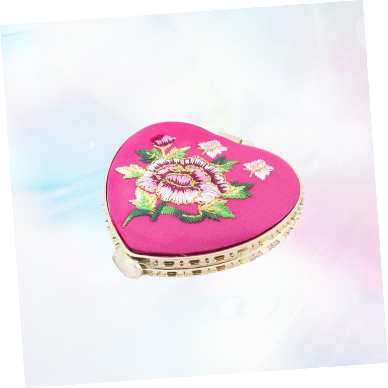 Beavorty Compact Portable Mini Makeup Mirror Double-Sided Heart Design