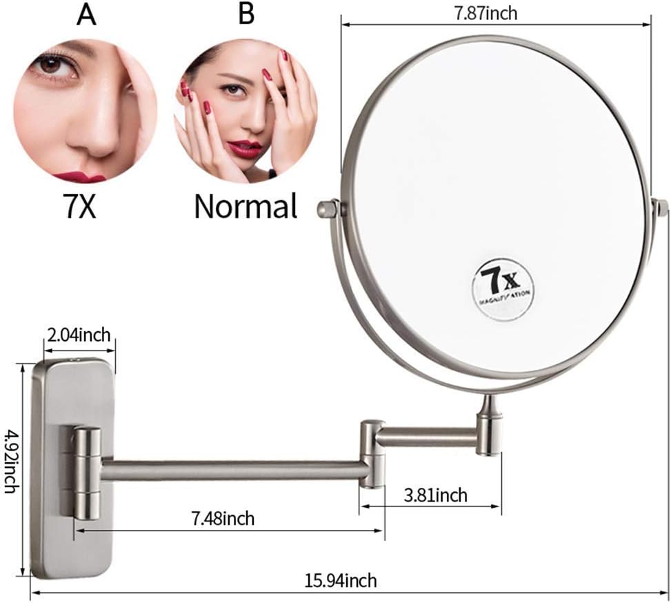 LZHIANG 8-Inch Double-Sided LED Vanity Mirror with 5X Magnification