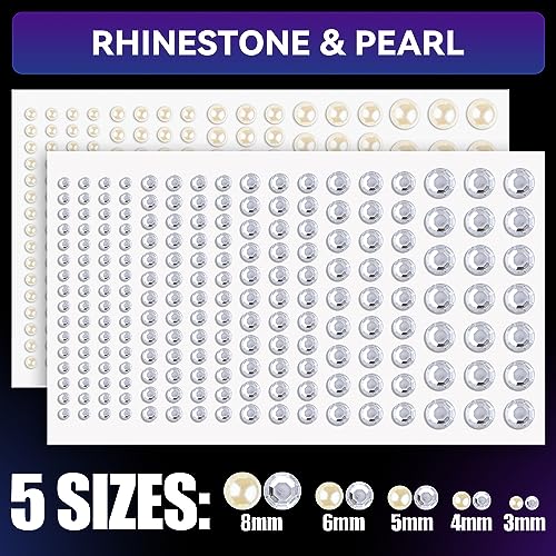 BELLEBOOST Colorful Gems and Pearl Stickers with Glitter