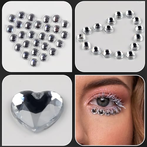 Gaduupa 3 Sheets Face Rhinestone Stickers White