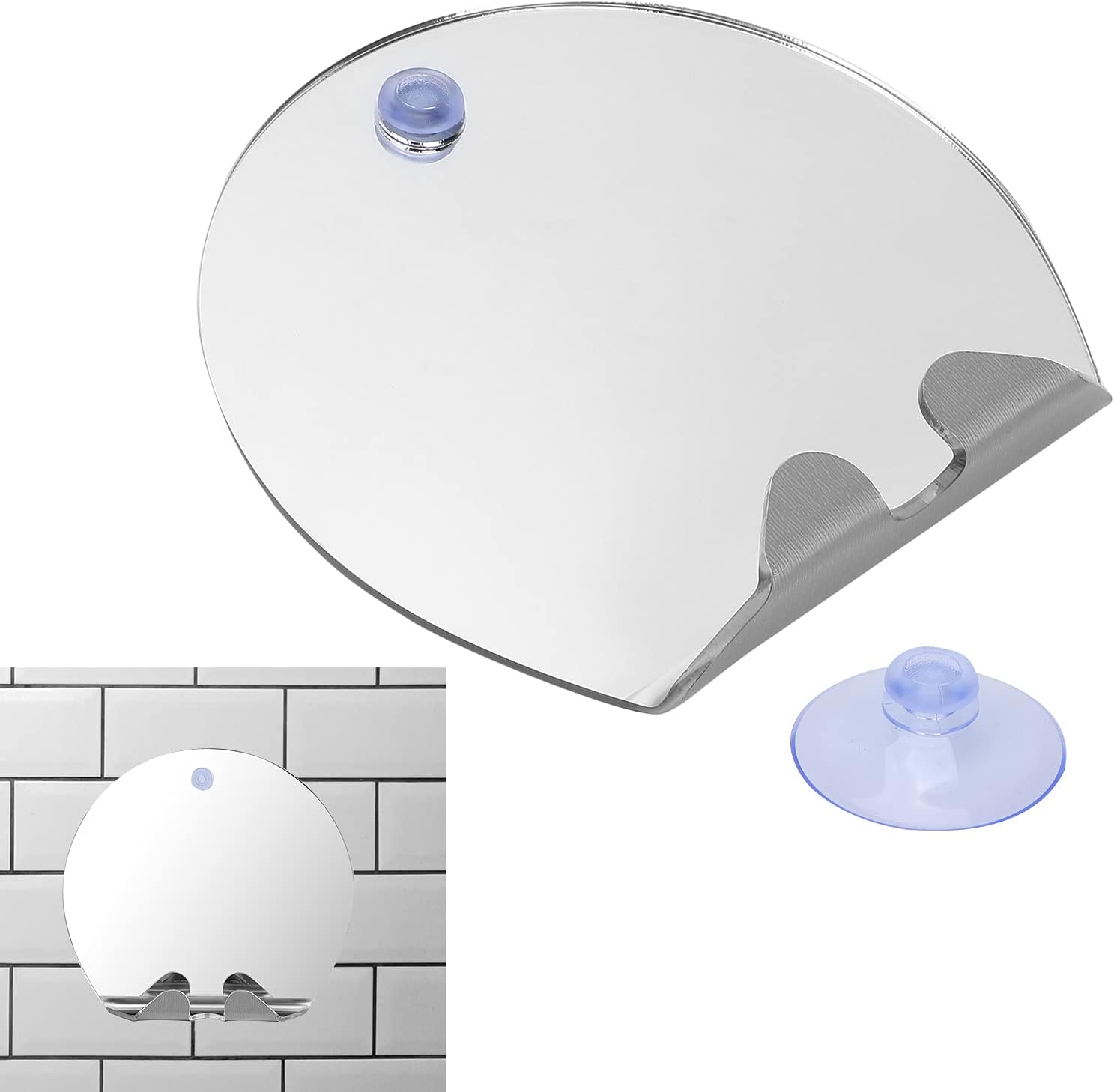 YEmirth Non-Fog Round Shower Mirror with Suction Hook 1