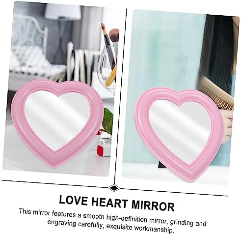 1pc Heart-Shaped Makeup Mirror Wall Mount Desktop Style