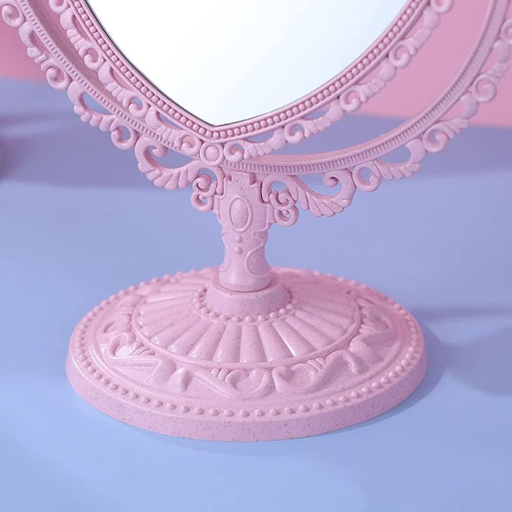 Lithx 2-Sided Heart Shaped Desktop Mirror with 360 Rotation - Pink