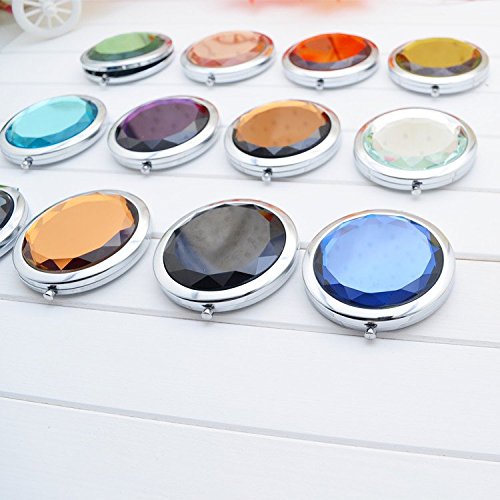 MELADY Mini Portable Makeup Crystal Metal Double Sides Mirrors