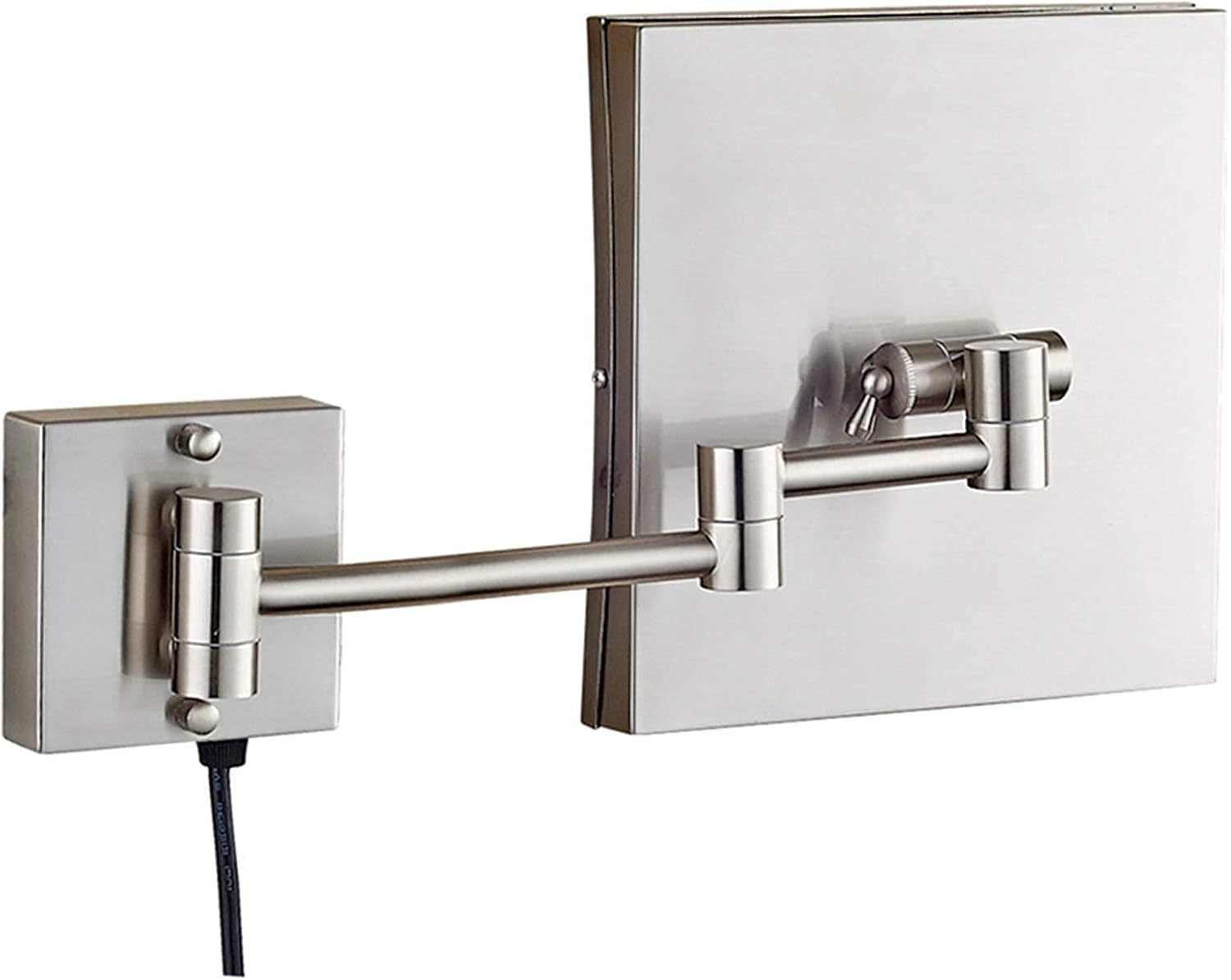 DEIHGE 8 Inch LED Brass Makeup Mirror with 360 Rotation