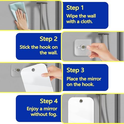 2 Pack Shave Shower Mirror Set Anti-Fog Acrylic Wall Mirror