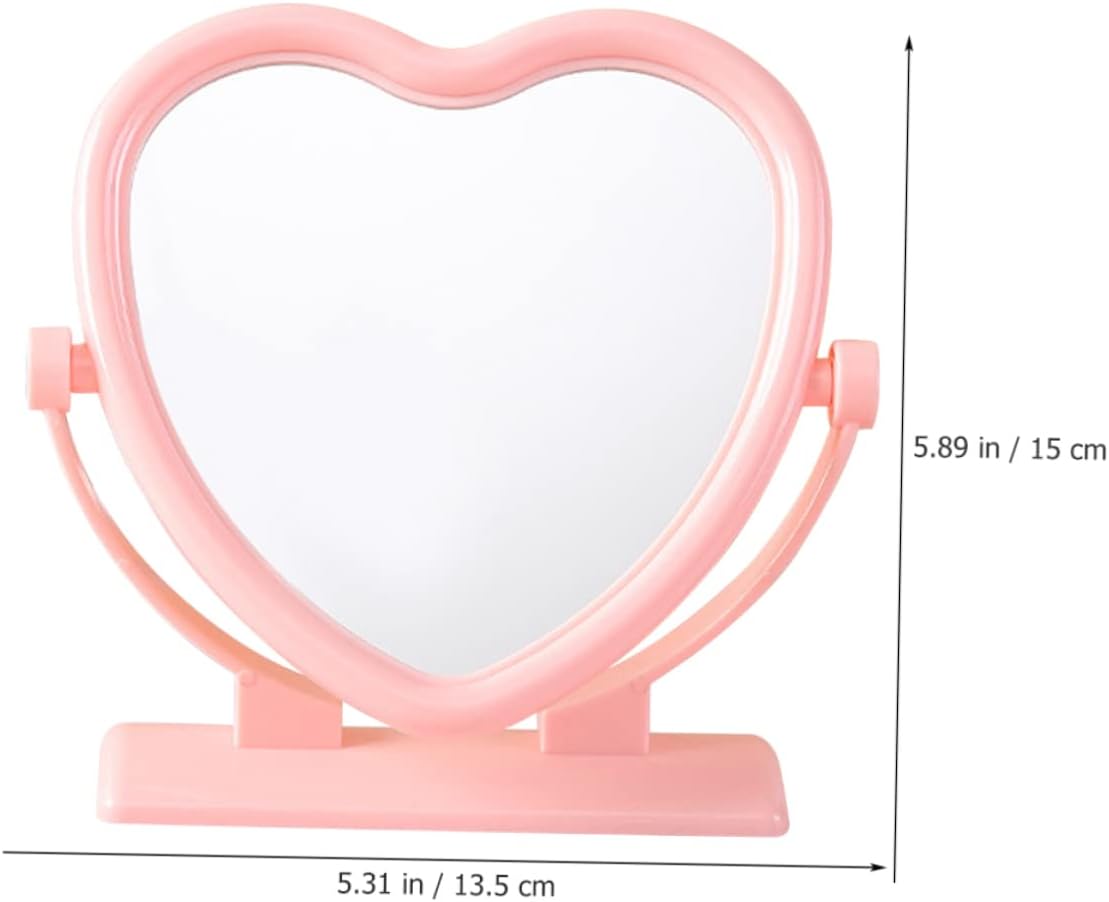 Heart Shaped Double Sided Makeup Mirror Compact Tabletop