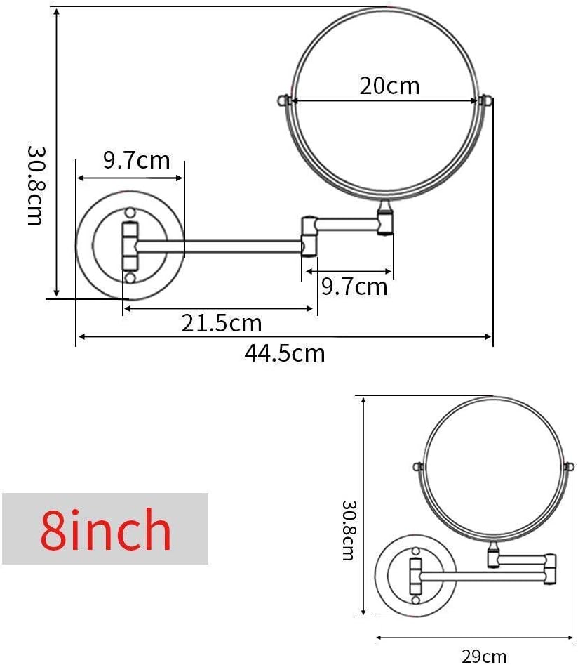 LCARY Adjustable Makeup Mirror 6inch Wall Mounted