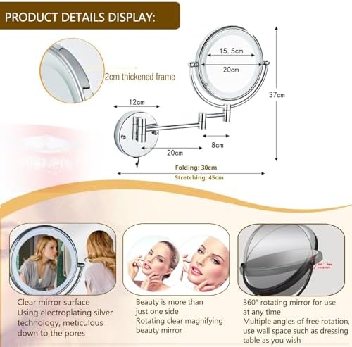 8 Wall Mounted Makeup Mirror with 3X5X10X Magnification 1