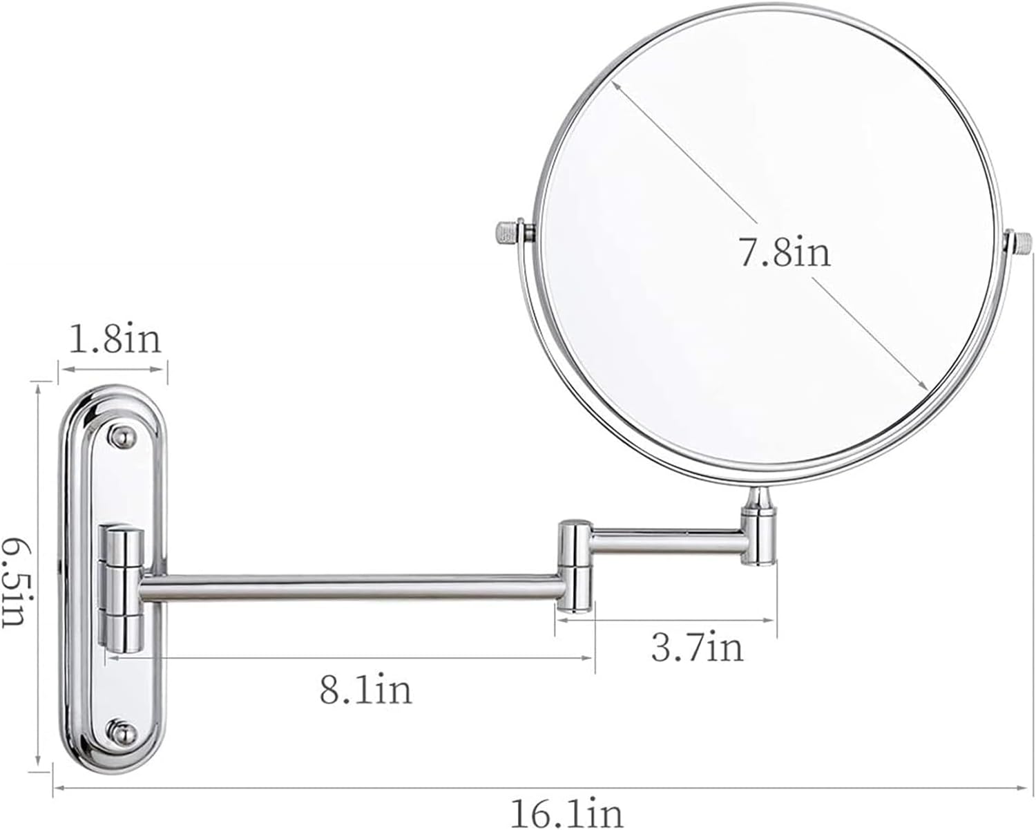 Touch Sensor Wall Mounted Lighted Makeup Mirror with 5X Magnification