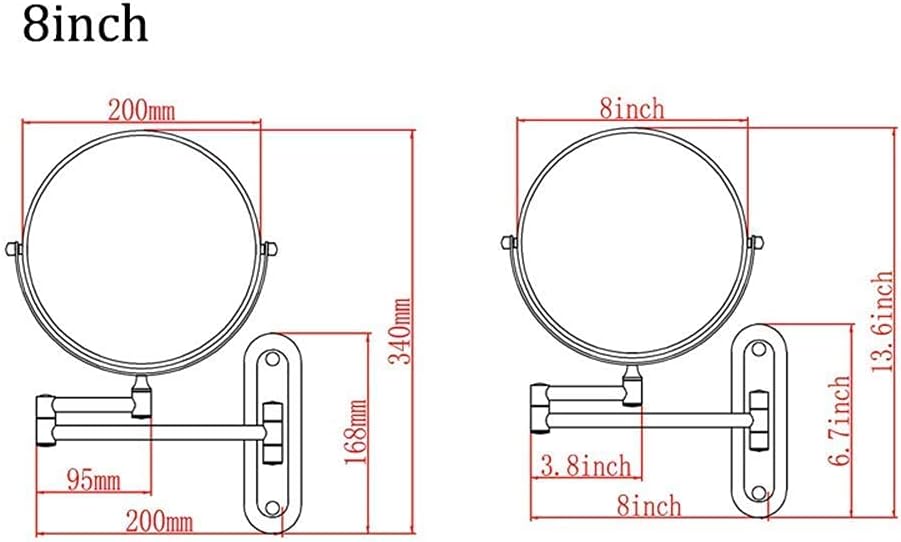 DEIHGE Wall-Mounted Brass Makeup Mirror