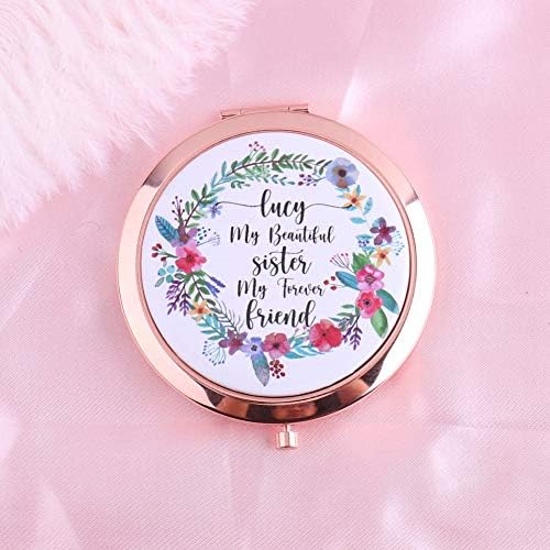 Personalized Pocket Mirror for Sister Double Sided 2X Magnifying Gift