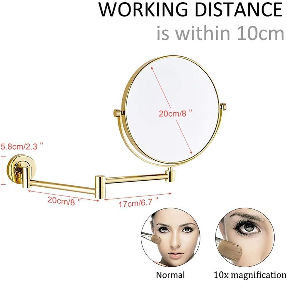 LCARY 8 Inch Adjustable Makeup Mirror Wall Mount