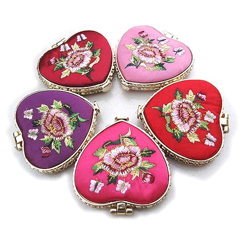 Beavorty Compact Portable Mini Makeup Mirror Double-Sided Heart Design