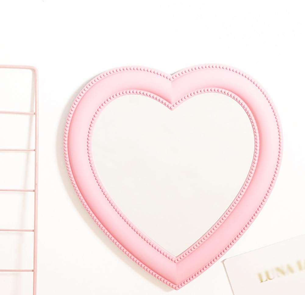 Heart Shaped Makeup Mirror Wall and Table Top Mount