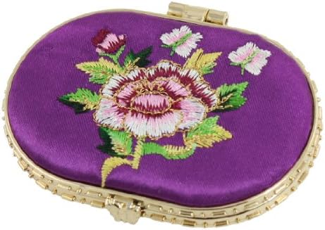 Purple Embroidered Padded Cosmetic Mirror