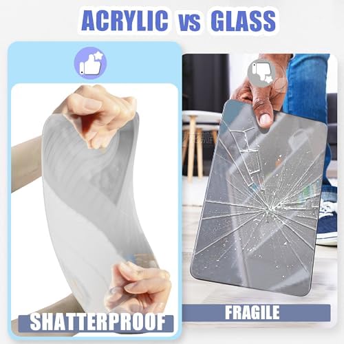 Betus Fogless Shower Mirror - Shatterproof Acrylic 8x6 Inch Pack of 2