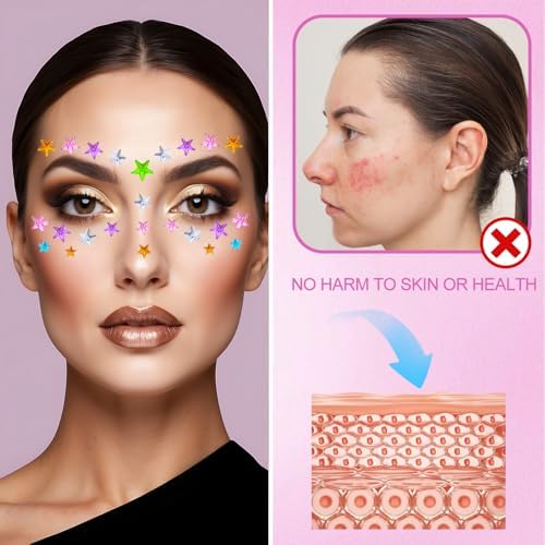 5PCS Colorful Star Face Gems Stickers DIY Set