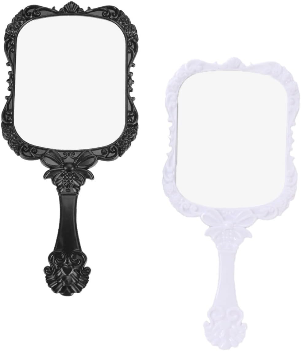DOITOOL 2pcs Square Travel Beauty Mirror with Butterfly Carving