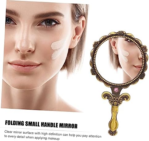 Angoily Foldable Retro Makeup Mirror with Handle