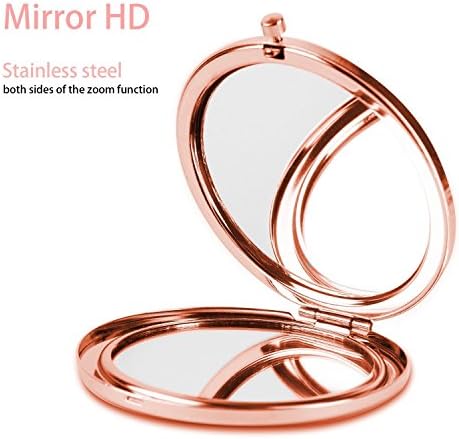 YCKMD Folding Pocket Mirror with Pink Flower Design