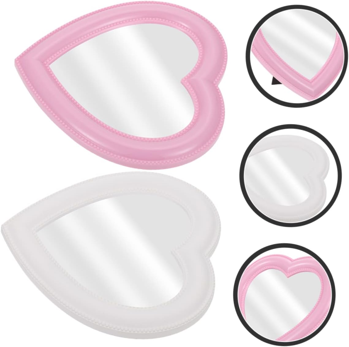 2pcs Heart-Shaped Makeup Mirror for Desktop Wall Mount Use