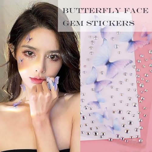 GELXGRIT Butterfly Gem Stickers 4 Sheets