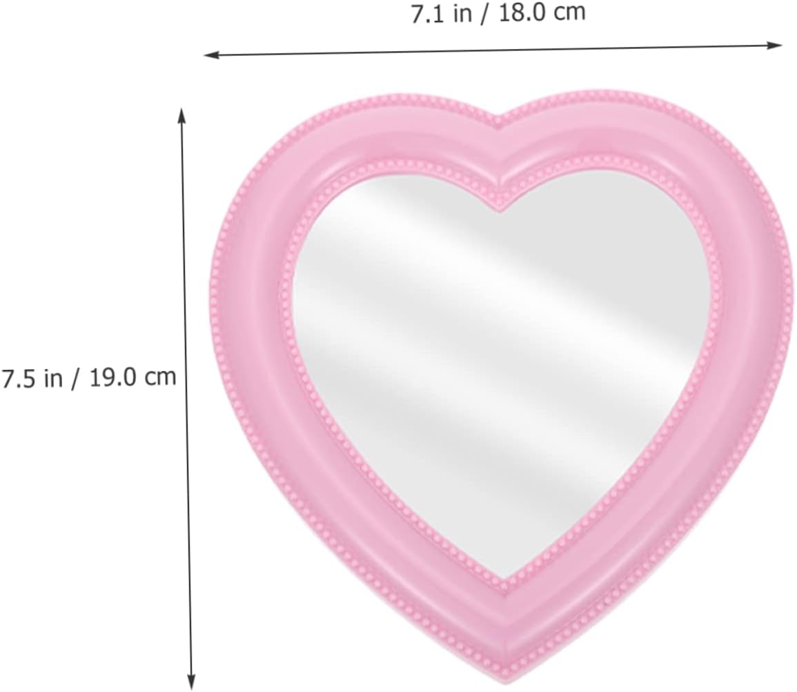 2pcs Heart-Shaped Makeup Mirror for Desktop Wall Mount Use