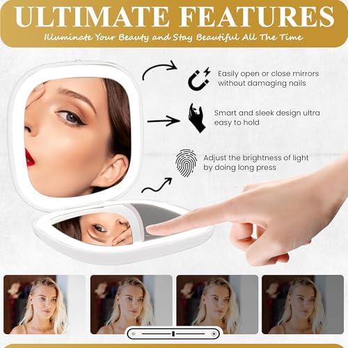 NJ GLAM LED Compact Makeup Mirror with 1X 10X Magnification 1