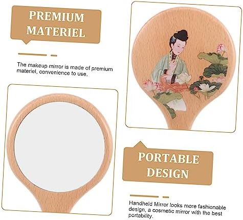 Portable Wooden Makeup Mirror with Retro Design 1