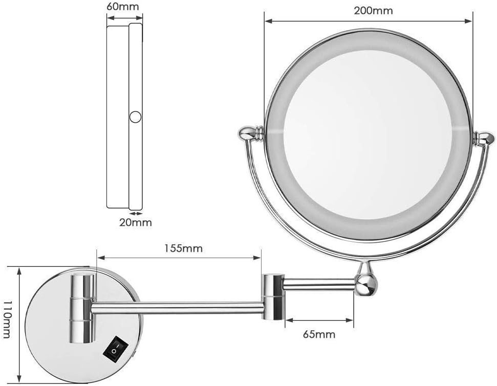 LCARY 10X Magnifying Wall Mounted Makeup Mirror