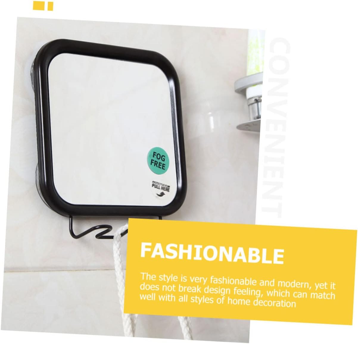 Wall Mounted Fogless Shower Mirror with Suction Cups
