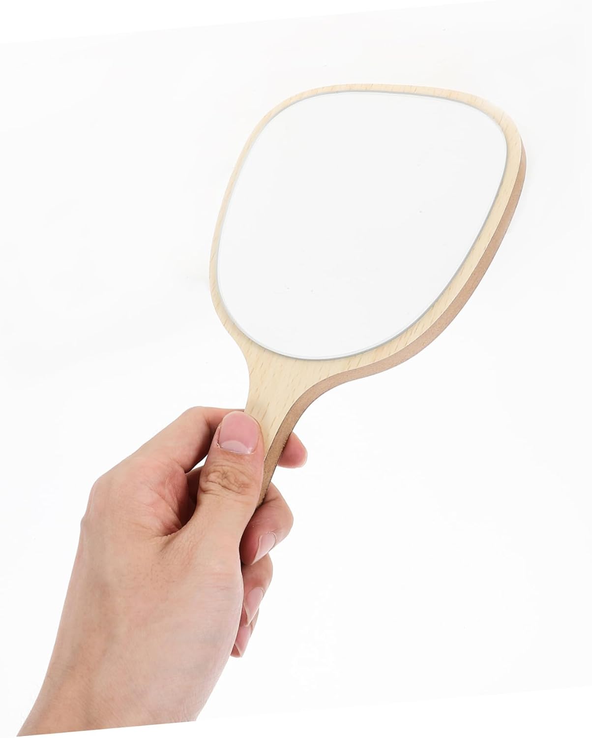 Beaupretty Wooden Handle Travel Mirror with Stand