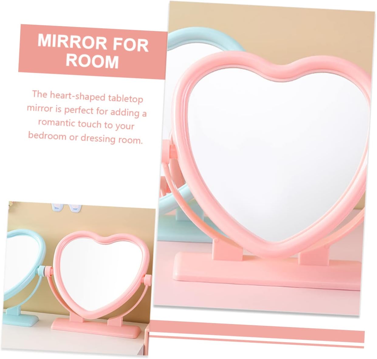 Heart Shaped Double Sided Rotatable Vanity Mirror