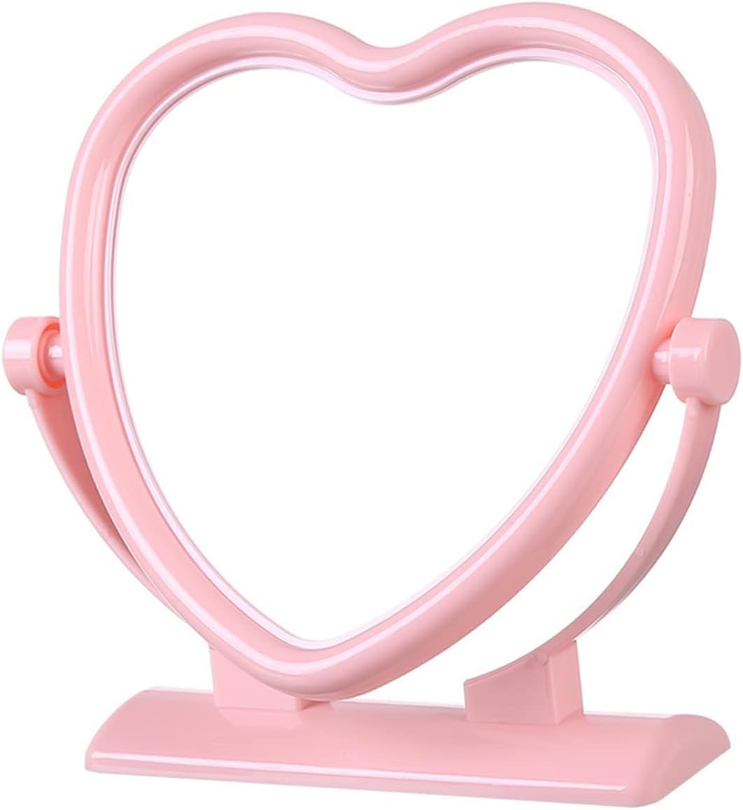 Heart Shaped Double Sided Vanity Mirror Compact Tabletop