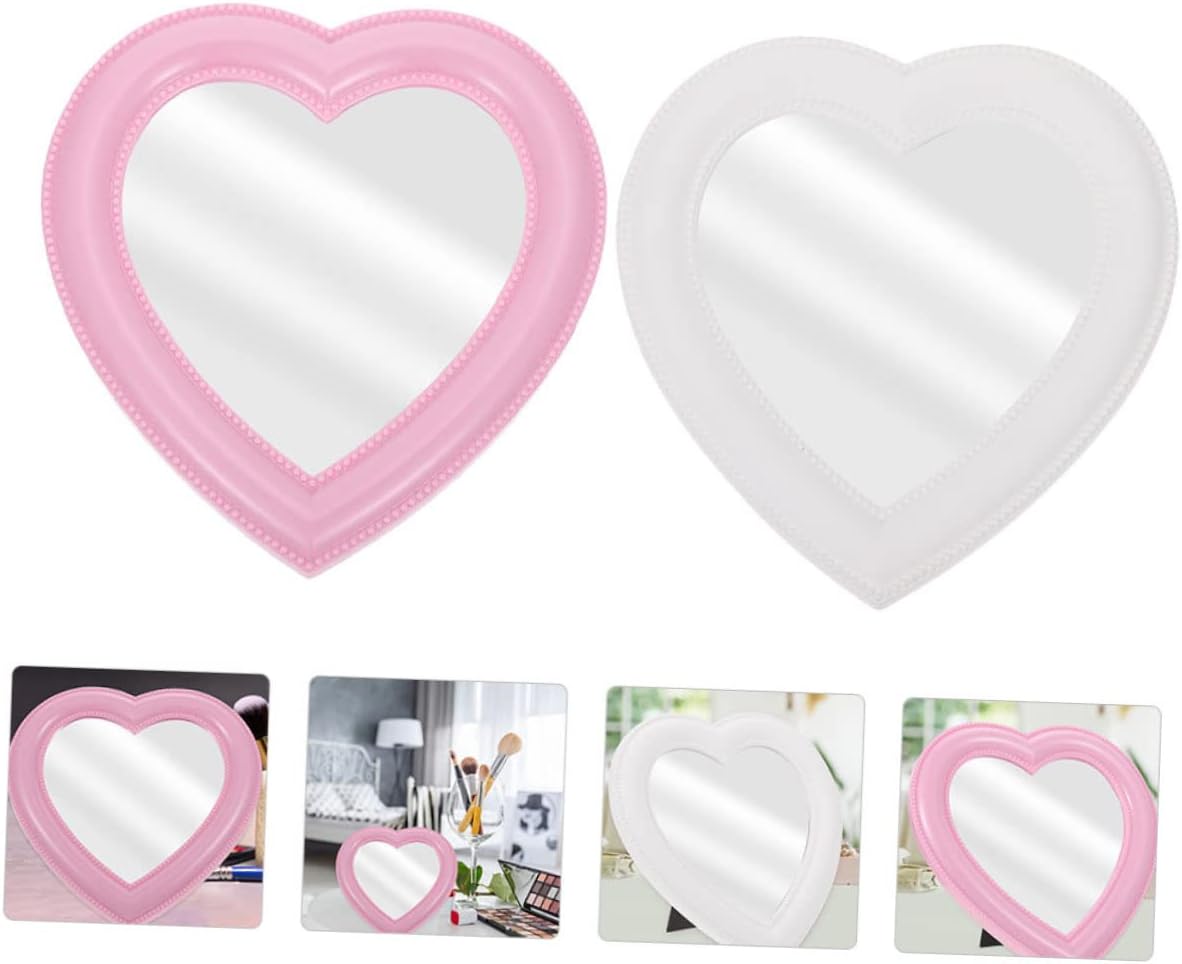 Cute Heart Vanity Mirror 2 Pack Wall Mounted Makeup Mirror