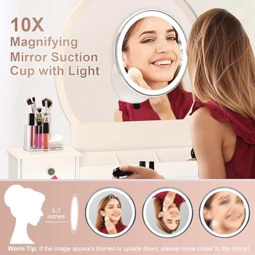 BaoNeedy 10x Magnifying Mirror with Suction Cup and 360 Swivel