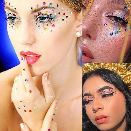 LAPOHI 4368 Pcs Rainbow Rhinestones Face Gems for Makeup Eyes